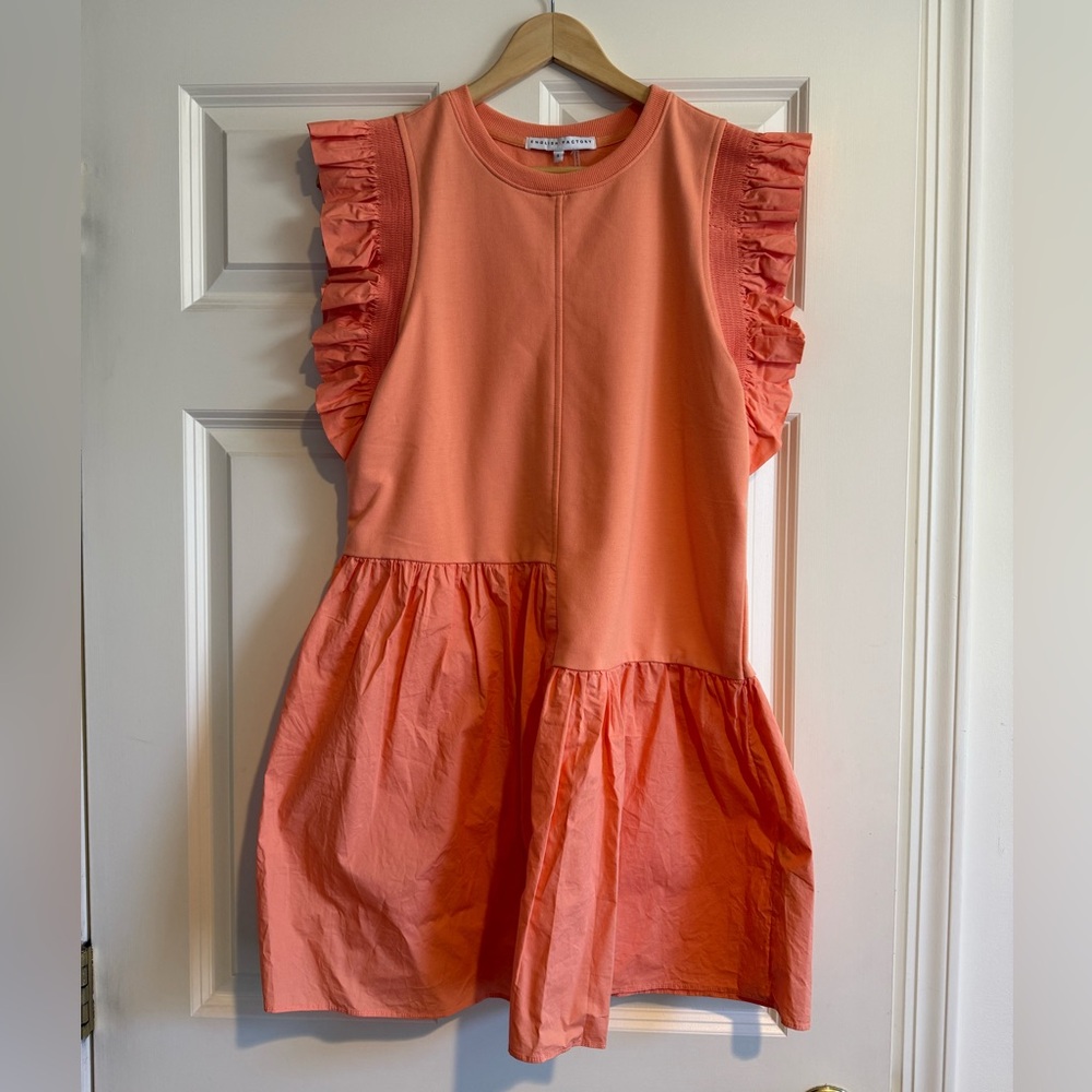 English Factory Mixed Media Ruffle Detail Mini Dress